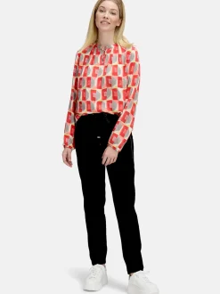 Cartoon Damen Casual-Bluse in rot mehrfarbig