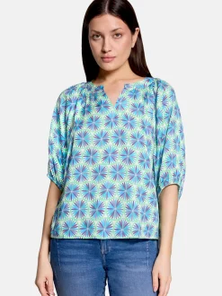 Cartoon Damen Casual-Bluse in mehrfarbig petrol