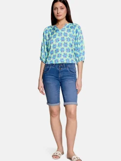 Cartoon Damen Casual-Bluse in mehrfarbig petrol