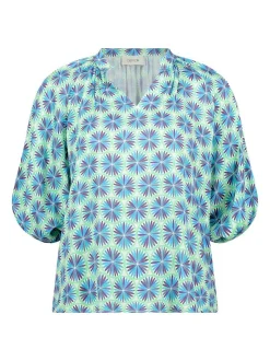 Cartoon Damen Casual-Bluse in mehrfarbig petrol