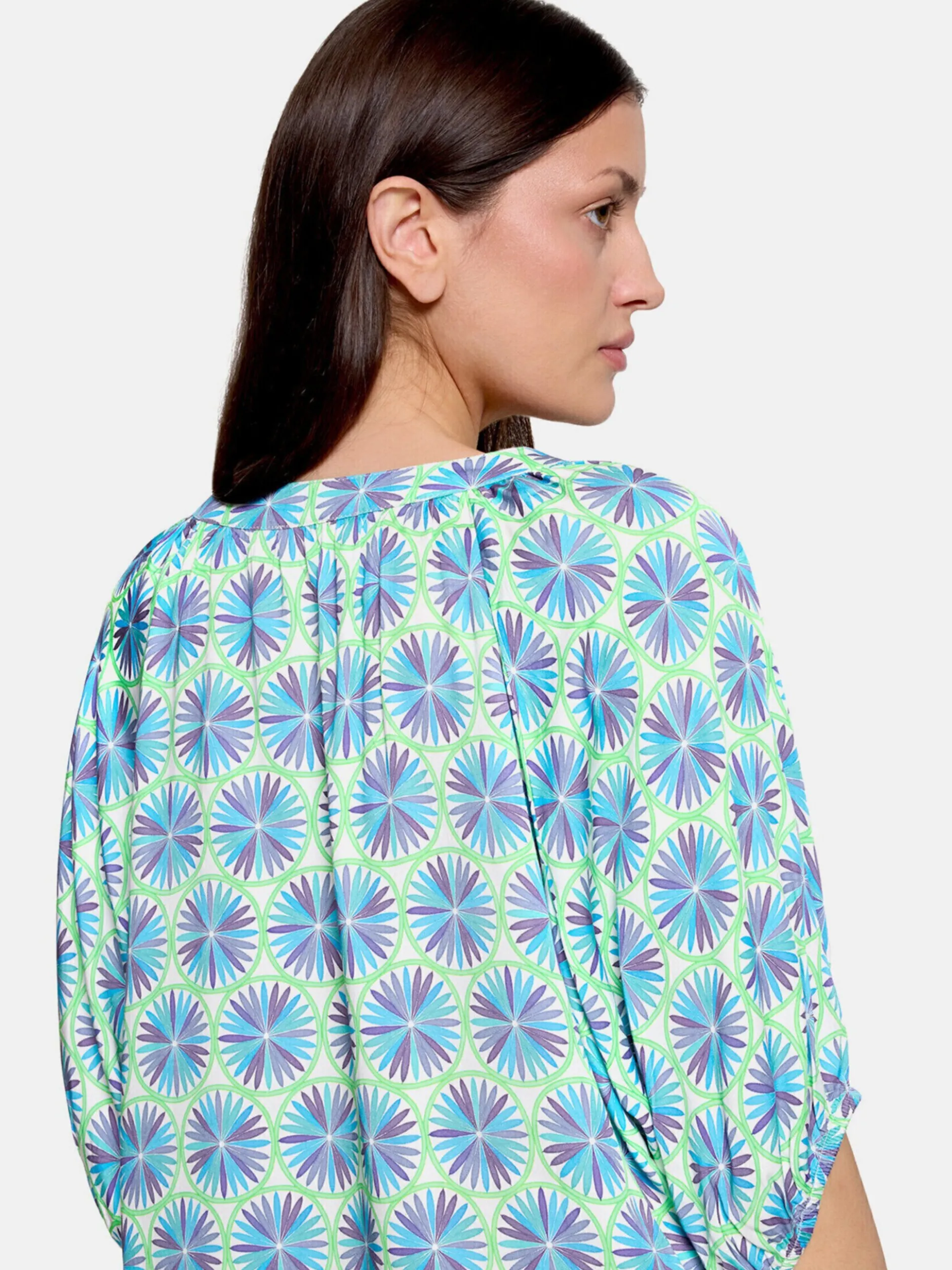 Cartoon Damen Casual-Bluse in mehrfarbig petrol