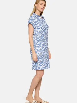 Cartoon Damen Casual-Kleid in hellblau weiß