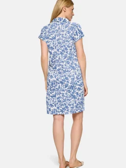 Cartoon Damen Casual-Kleid in hellblau weiß