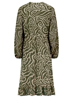 Cartoon Damen Chiffonkleid in mehrfarbig grün