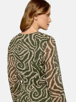 Cartoon Damen Chiffonkleid in mehrfarbig grün