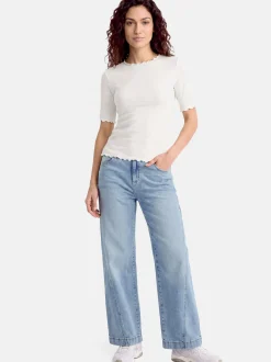 Cartoon Damen Halbarm-Shirt in weiß