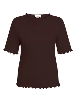 Cartoon Damen Halbarm-Shirt in braun