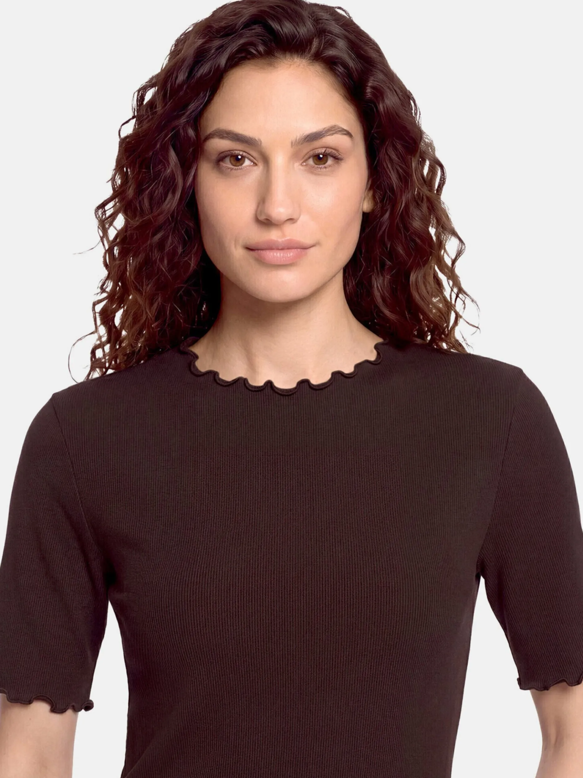 Cartoon Damen Halbarm-Shirt in braun