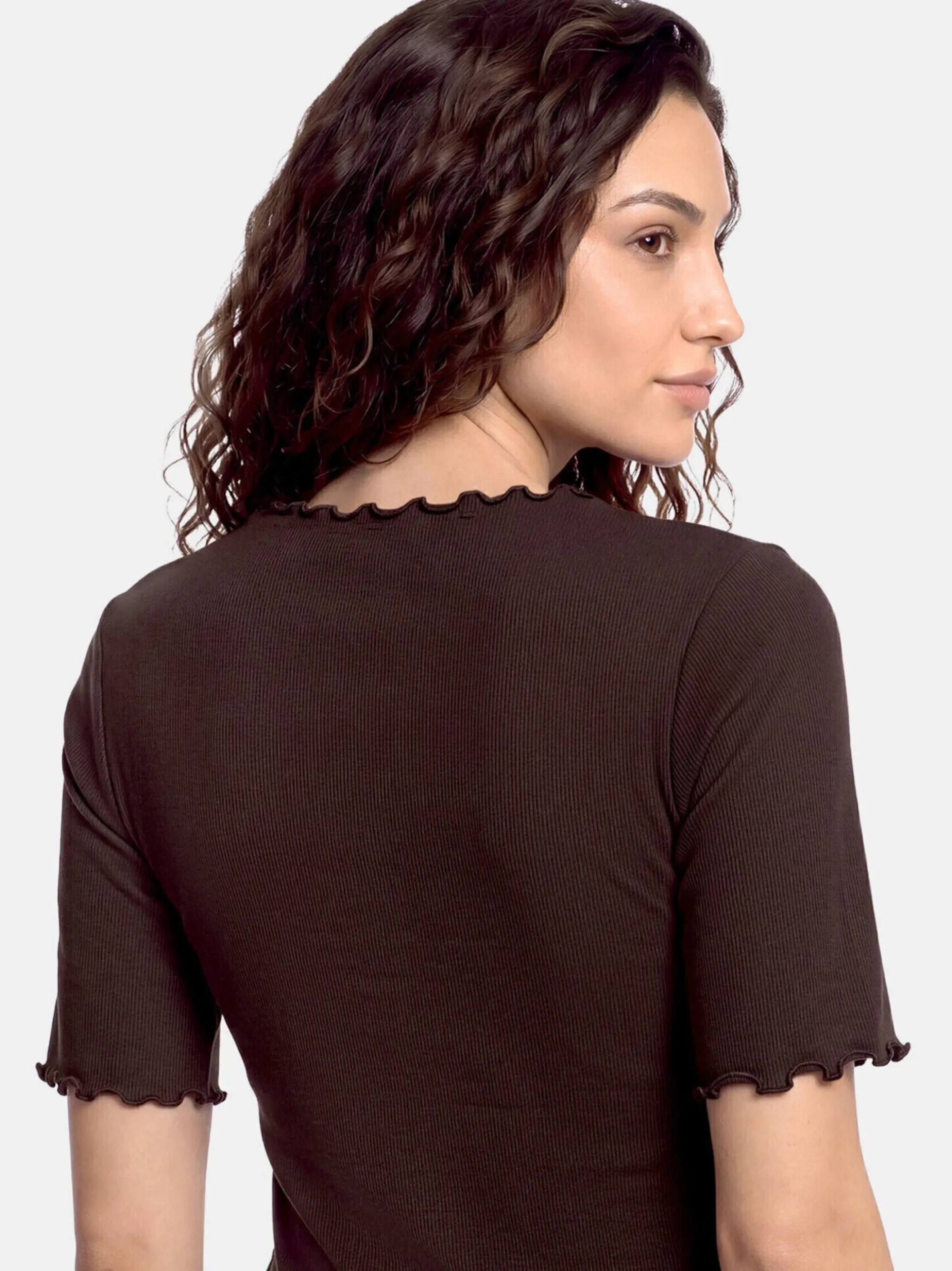 Cartoon Damen Halbarm-Shirt in braun