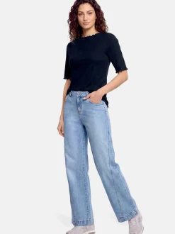 Cartoon Damen Halbarm-Shirt in blau