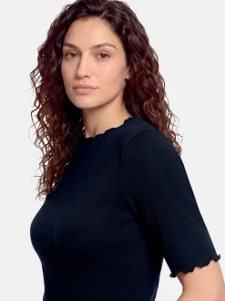 Cartoon Damen Halbarm-Shirt in blau