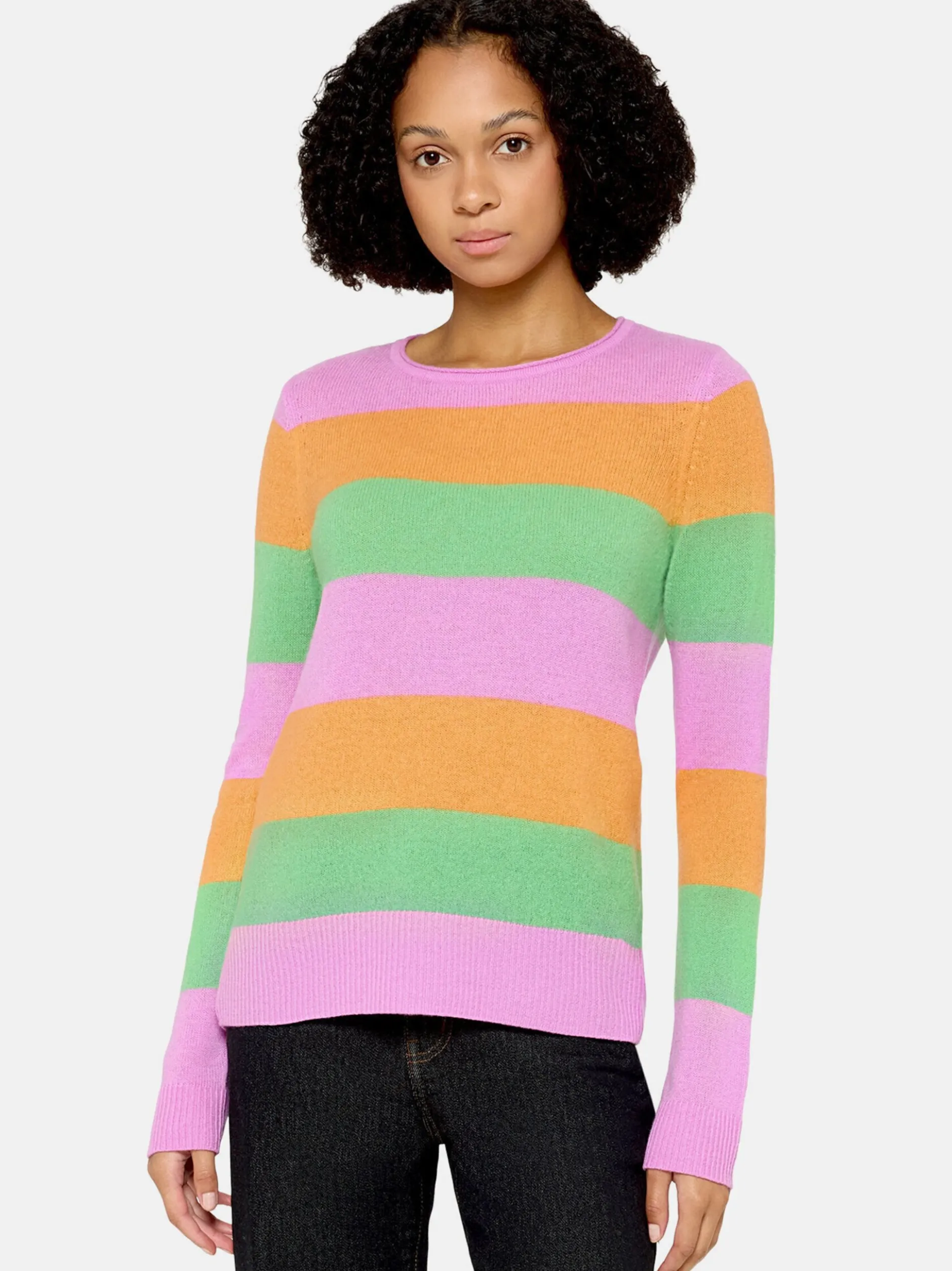 Cartoon Damen Kaschmir-Pullover in lila mehrfarbig