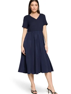 Cartoon Damen Kleid in marine - Ausschnitt: V-Ausschnitt