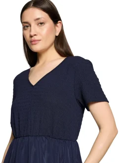 Cartoon Damen Kleid in marine - Ausschnitt: V-Ausschnitt