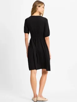 Cartoon Damen Kleid in schwarz - Ausschnitt: Kelchkragen