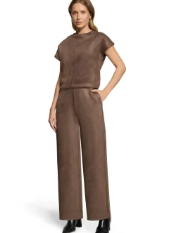 Cartoon Damen Kunstleder-Shirt in taupe