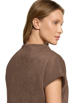 Cartoon Damen Kunstleder-Shirt in taupe
