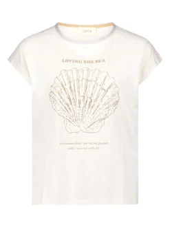 Cartoon Damen Kurzarmshirt in beige