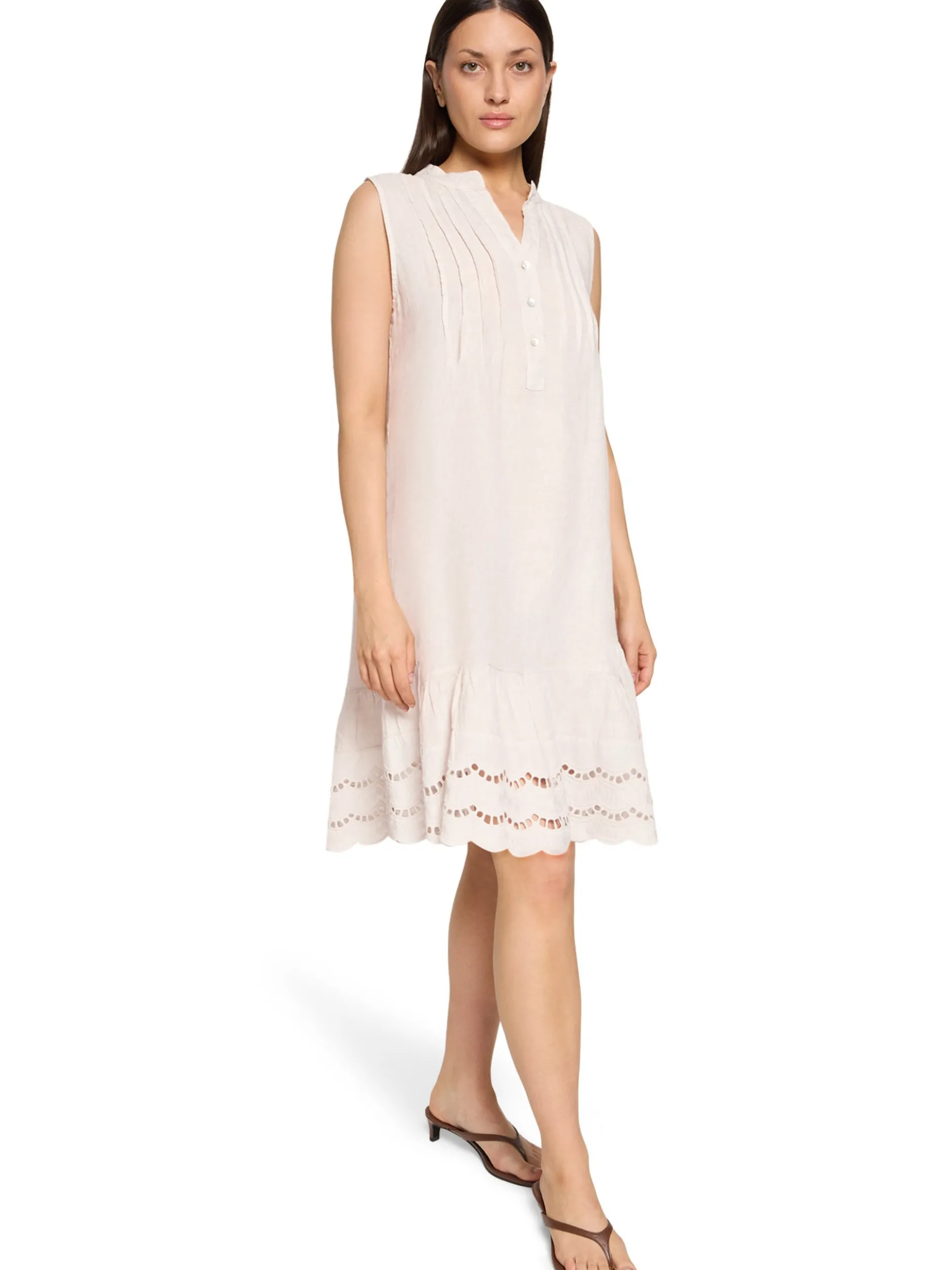 Cartoon Damen Leinenkleid in schoko - Ärmel: ohne Arm