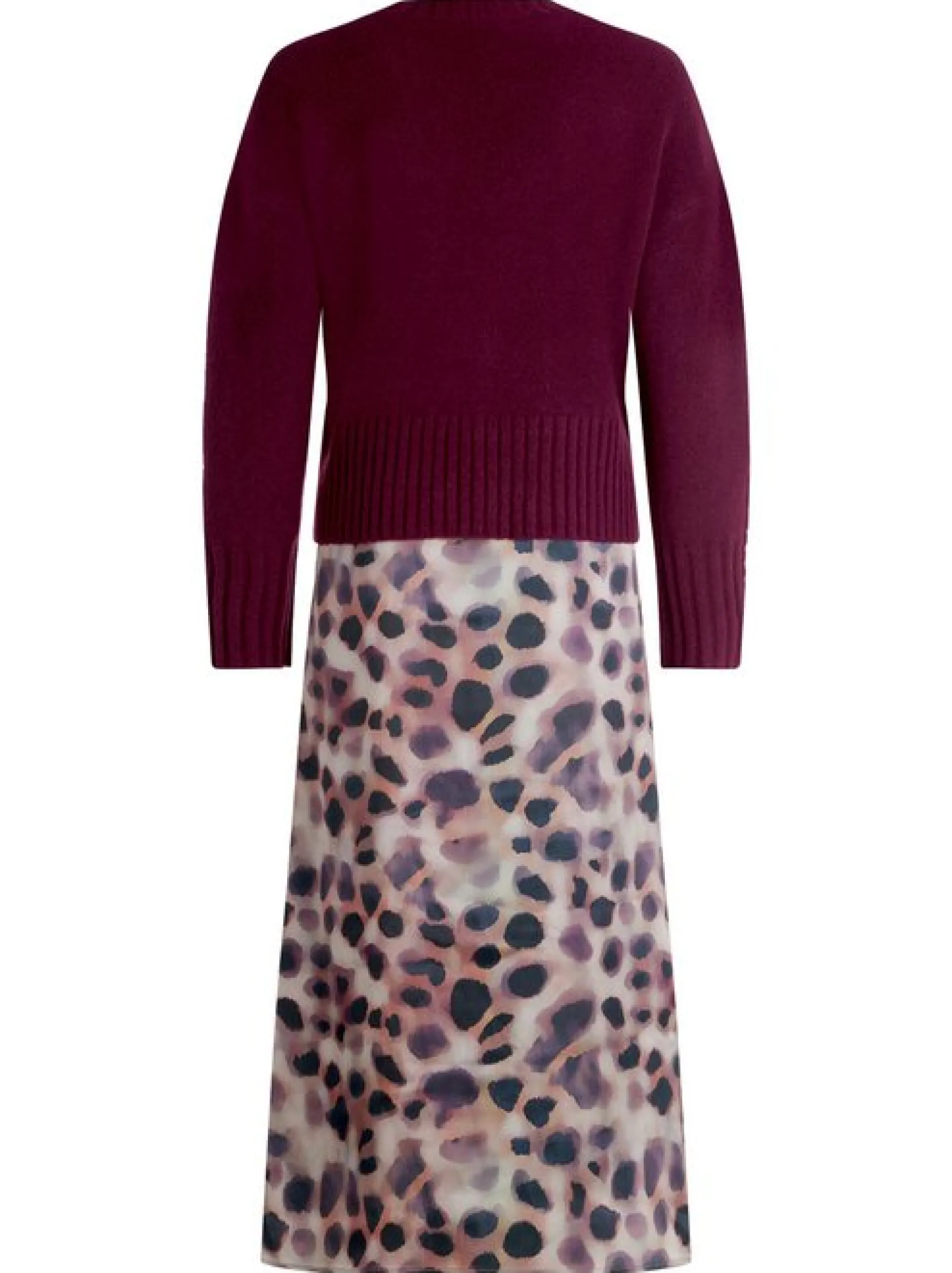 Cartoon Damen Midikleid in aubergine mehrfarbig