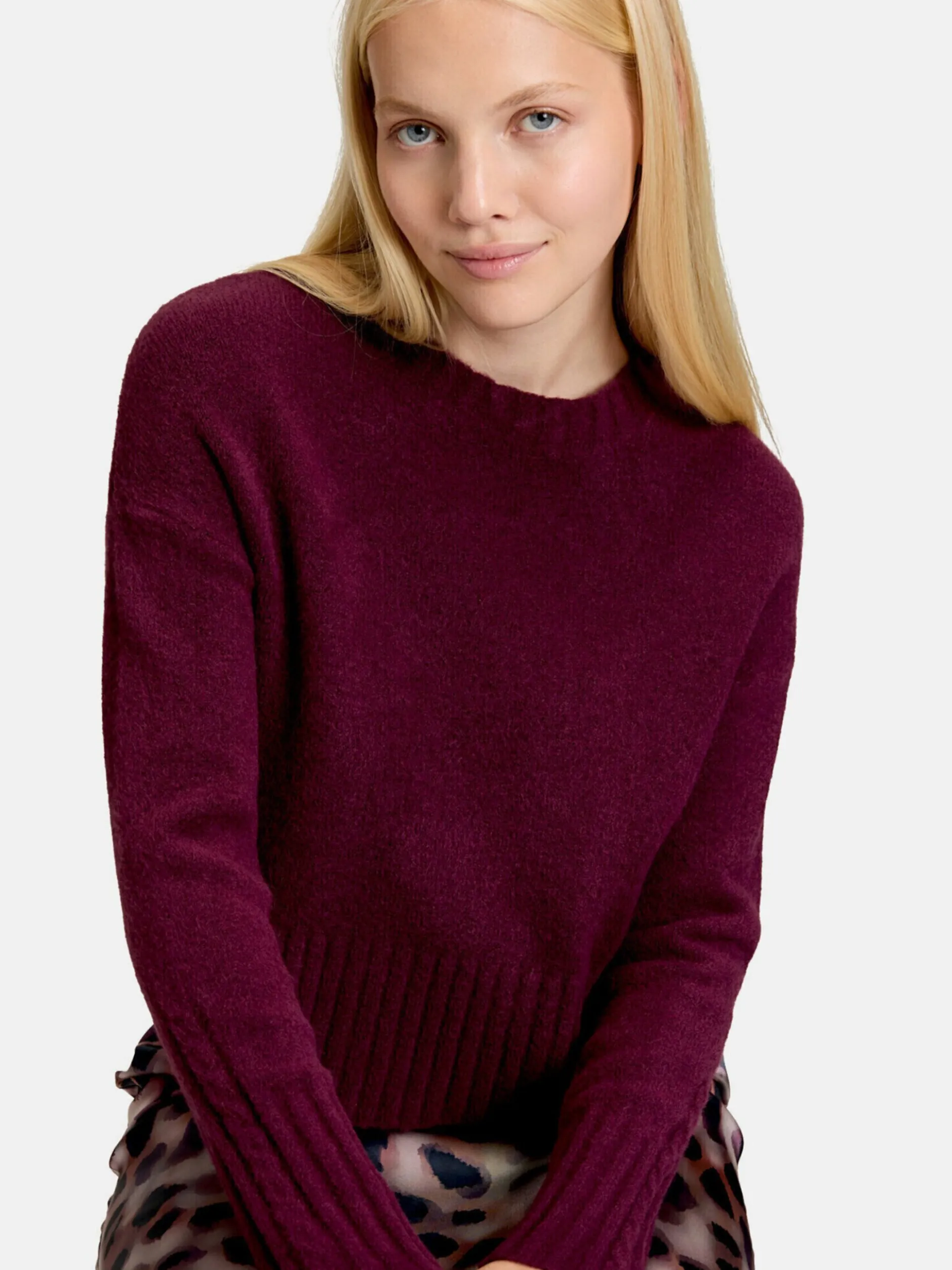 Cartoon Damen Midikleid in aubergine mehrfarbig