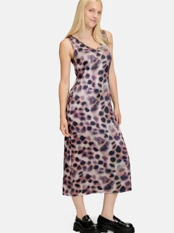 Cartoon Damen Midikleid in aubergine mehrfarbig
