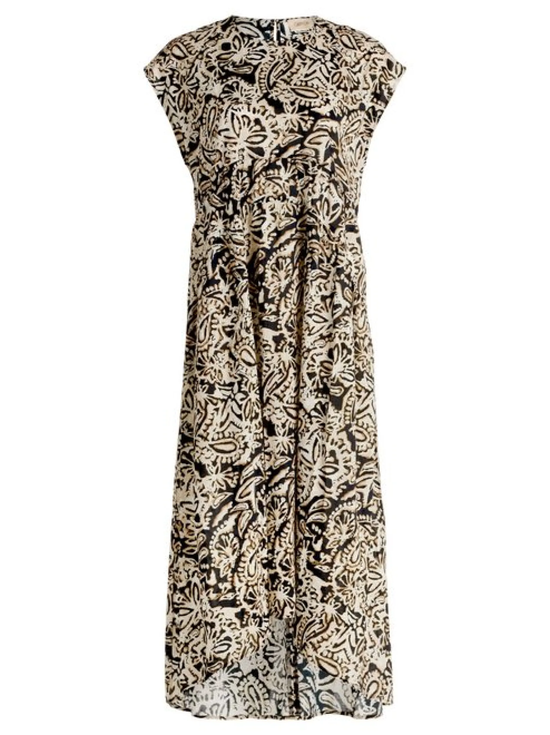Cartoon Damen Midikleid in beige schwarz