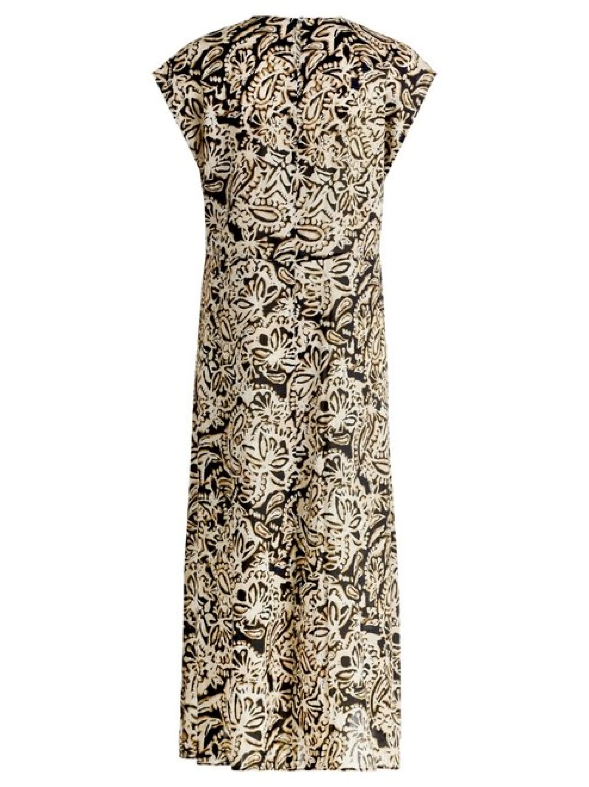 Cartoon Damen Midikleid in beige schwarz