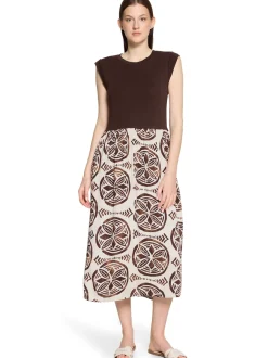 Cartoon Damen Midikleid in schoko beige - Länge: midi