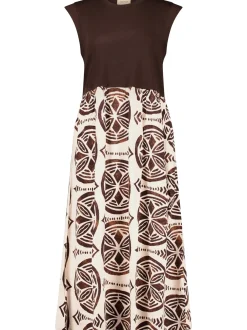 Cartoon Damen Midikleid in schoko beige - Länge: midi