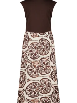 Cartoon Damen Midikleid in schoko beige - Länge: midi