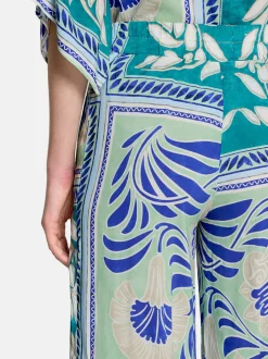 Cartoon Damen Palazzo-Hose in mehrfarbig petrol