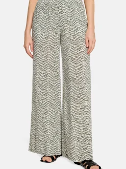 Cartoon Damen Palazzo-Hose in khaki weiß