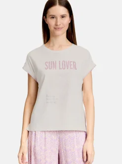 Cartoon Damen Printshirt in rosa mehrfarbig