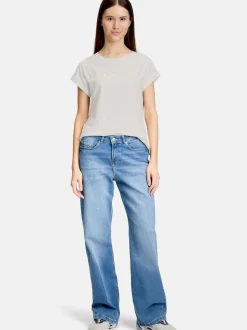 Cartoon Damen Printshirt in weiß mehrfarbig