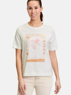 Cartoon Damen Printshirt in weiß mehrfarbig