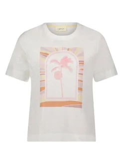 Cartoon Damen Printshirt in weiß mehrfarbig