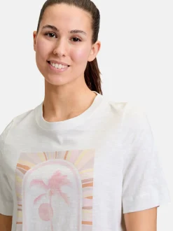 Cartoon Damen Printshirt in weiß mehrfarbig