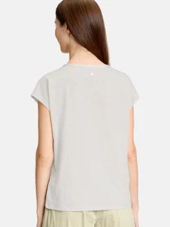 Cartoon Damen Rundhalsshirt in rosa mehrfarbig
