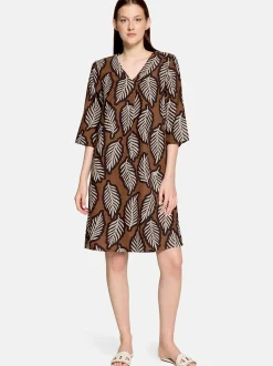 Cartoon Damen Sommerkleid in braun weiß