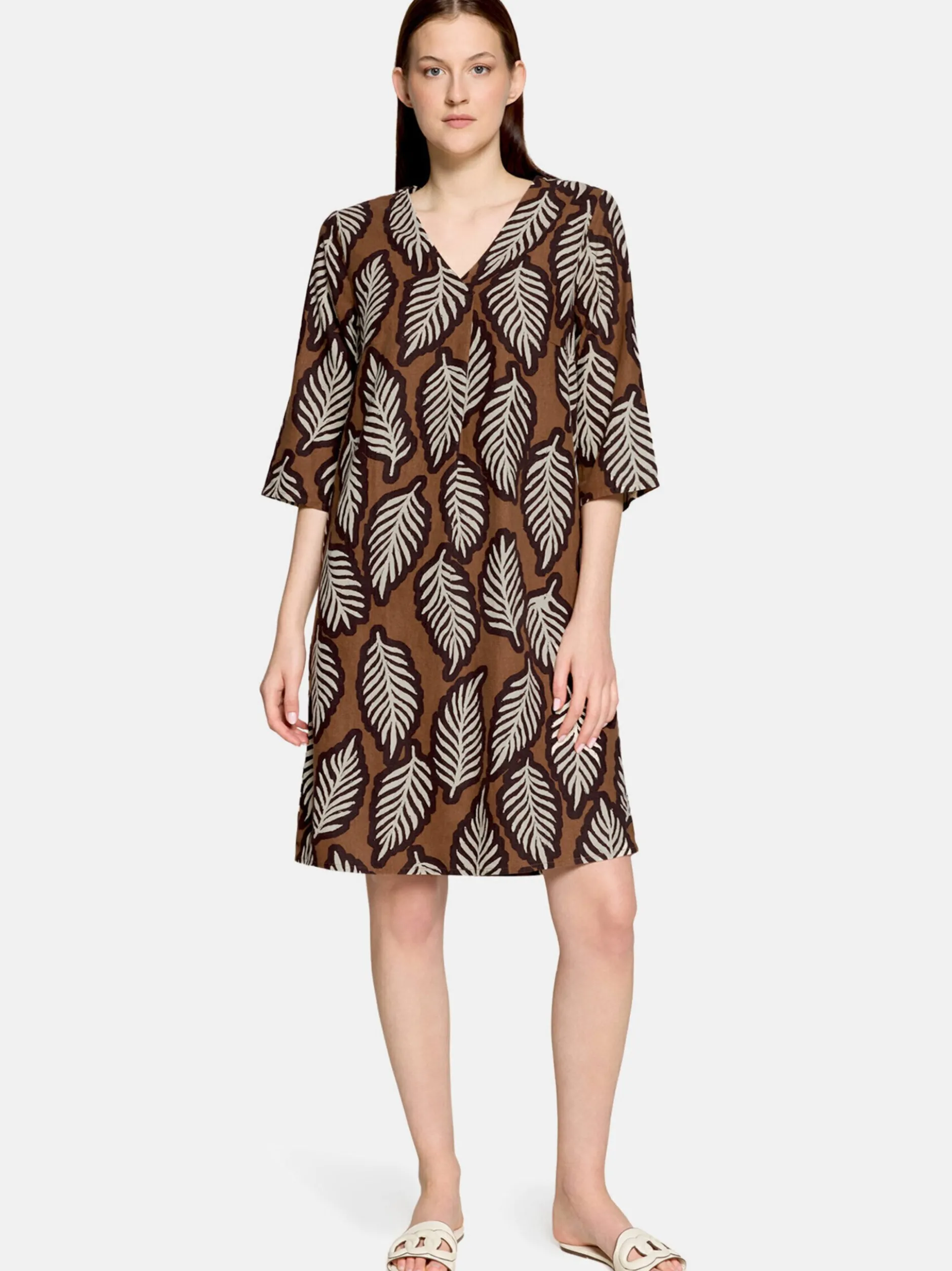 Cartoon Damen Sommerkleid in braun weiß
