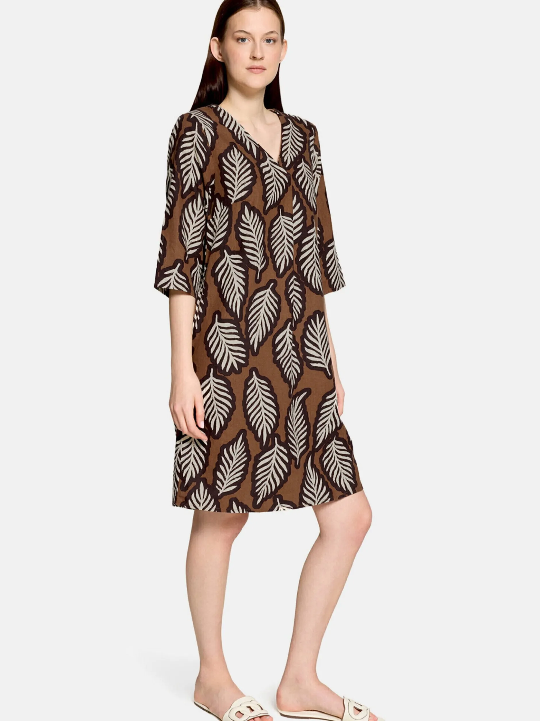 Cartoon Damen Sommerkleid in braun weiß