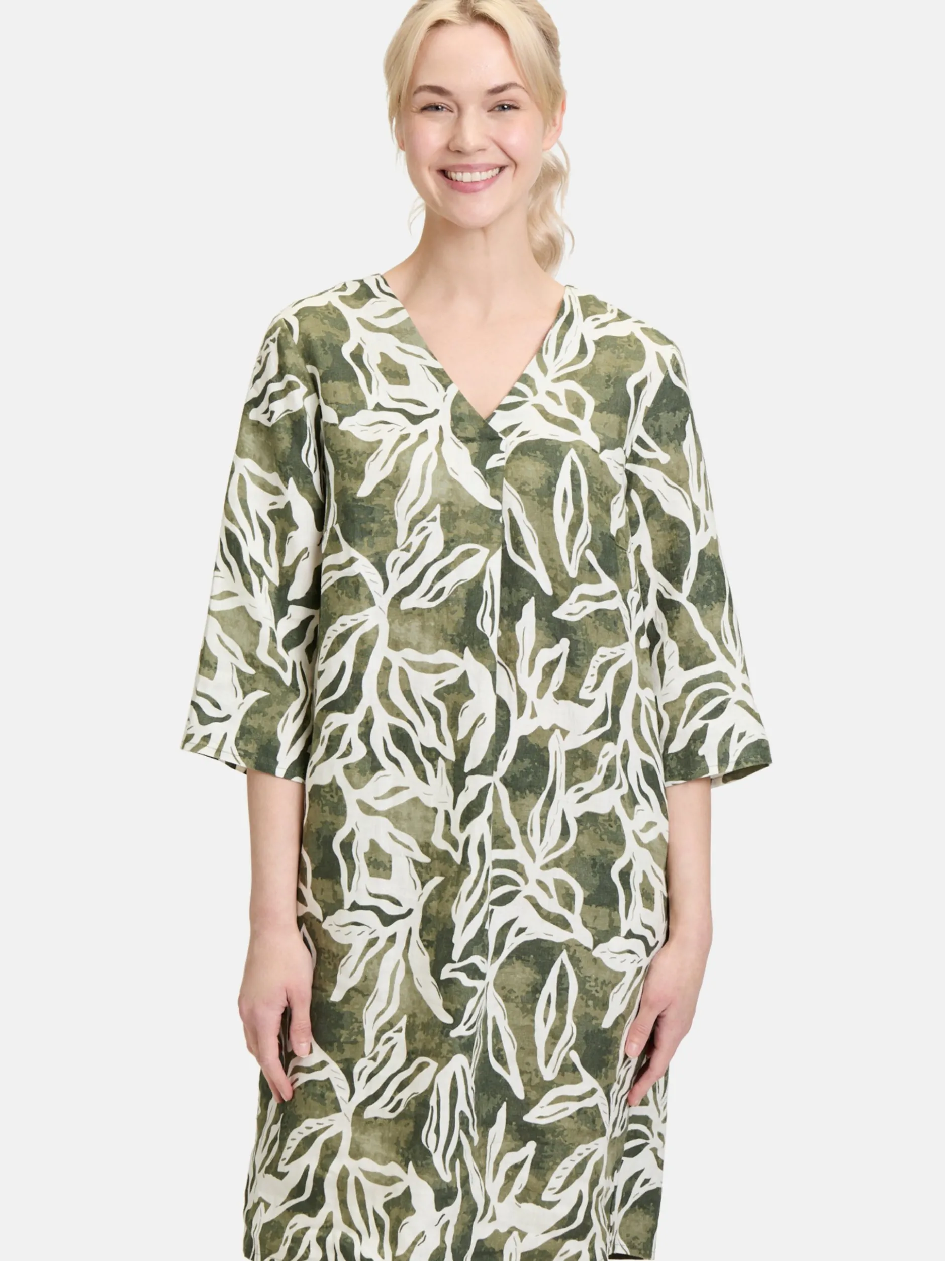 Cartoon Damen Sommerkleid in grün weiß