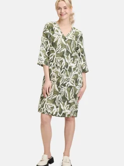 Cartoon Damen Sommerkleid in grün weiß