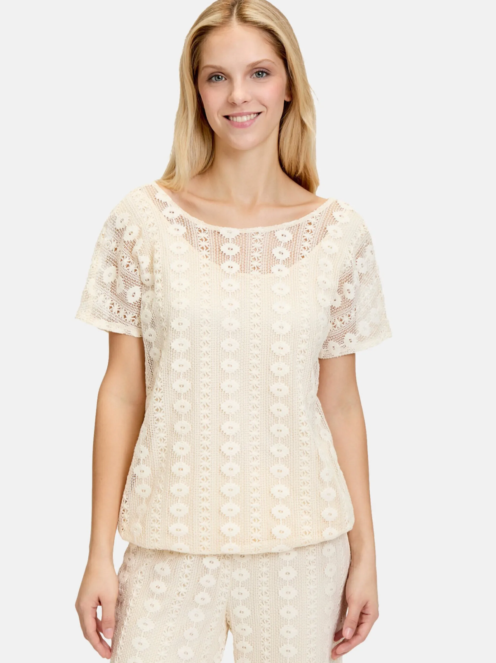 Cartoon Damen Spitzenshirt in ecru