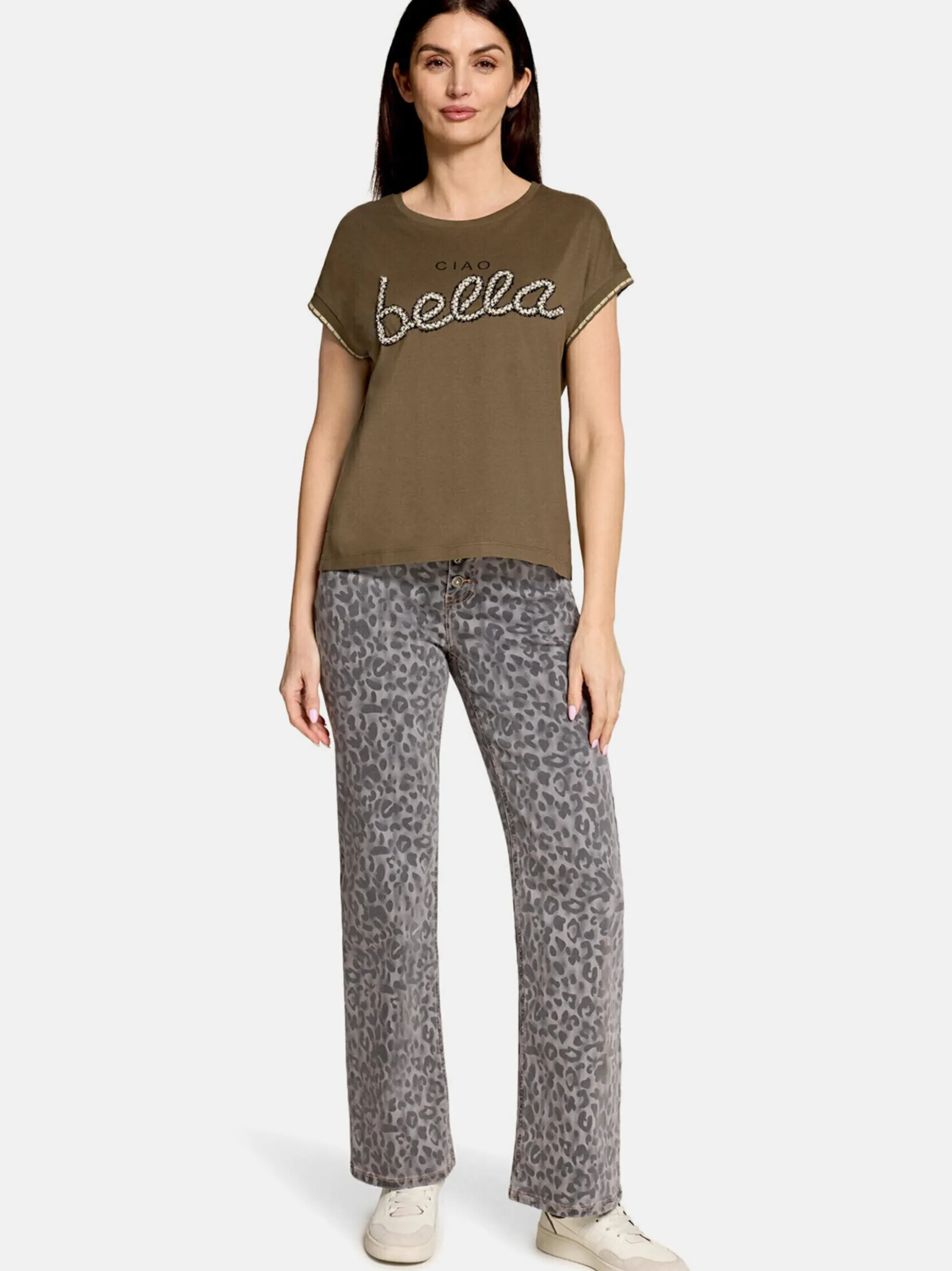 Cartoon Damen Stretch-Jeans in grau mehrfarbig