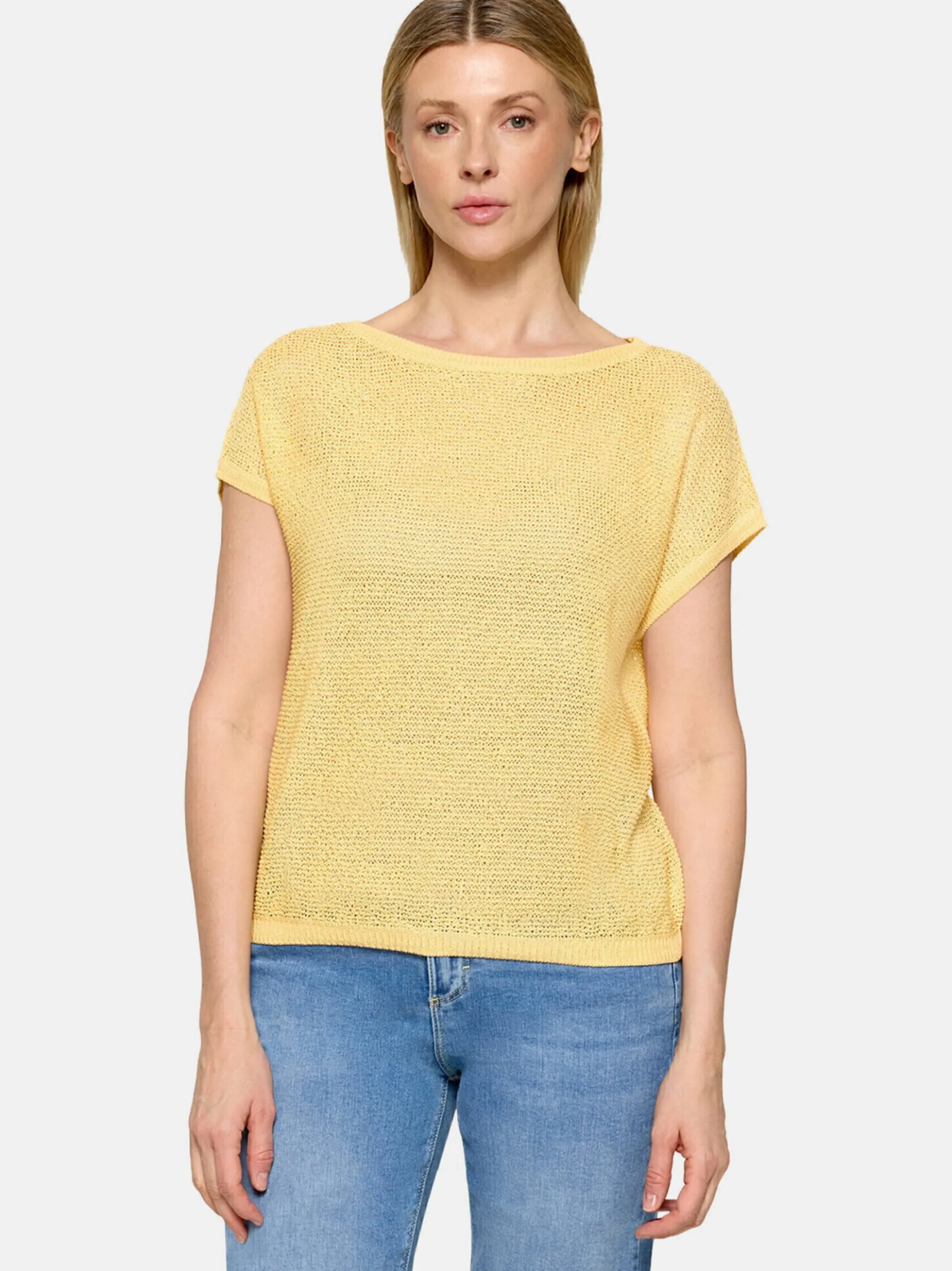 Cartoon Damen Strickpullover in gelb
