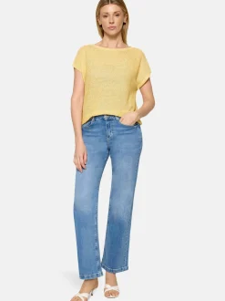 Cartoon Damen Strickpullover in gelb