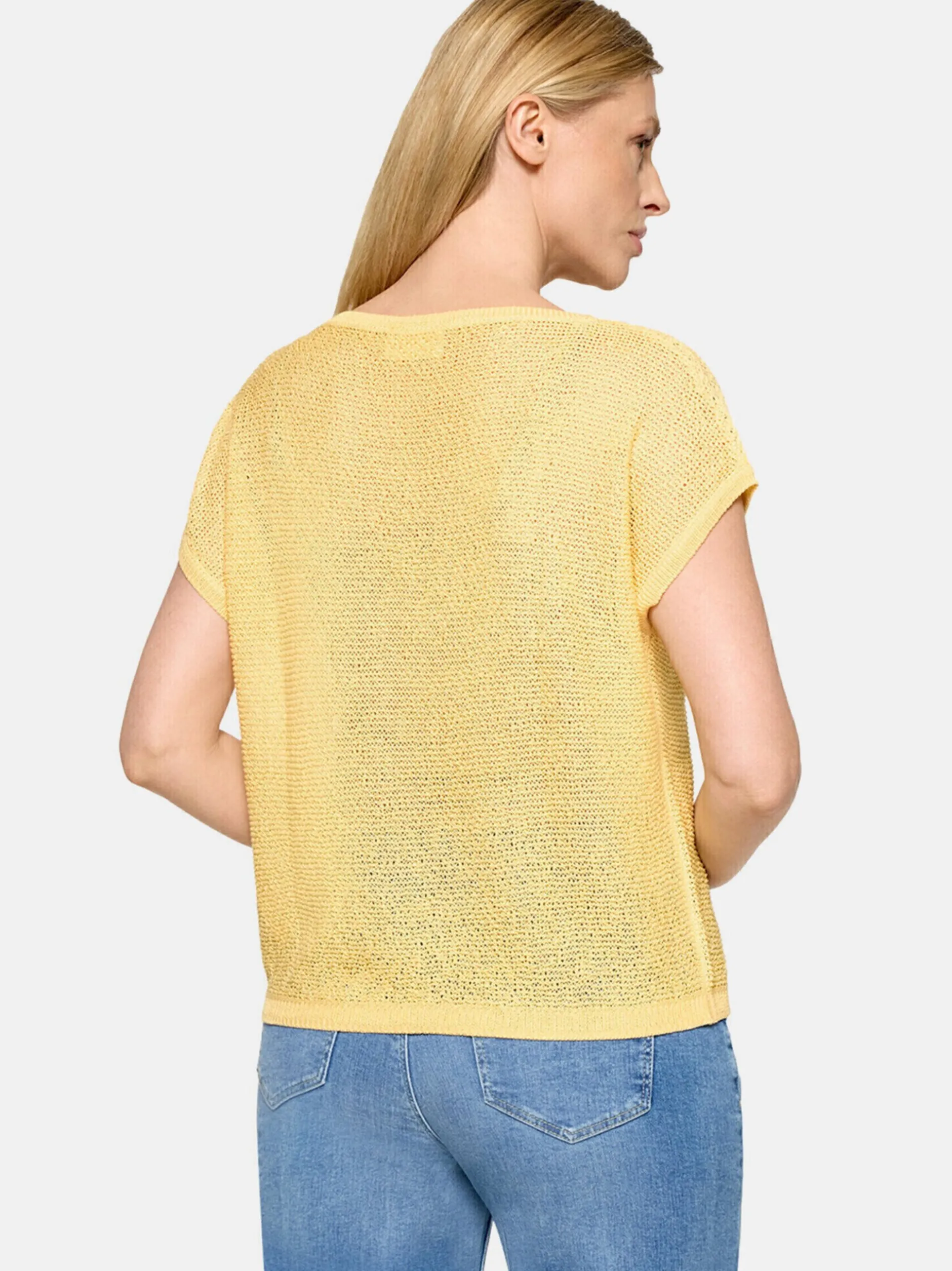 Cartoon Damen Strickpullover in gelb