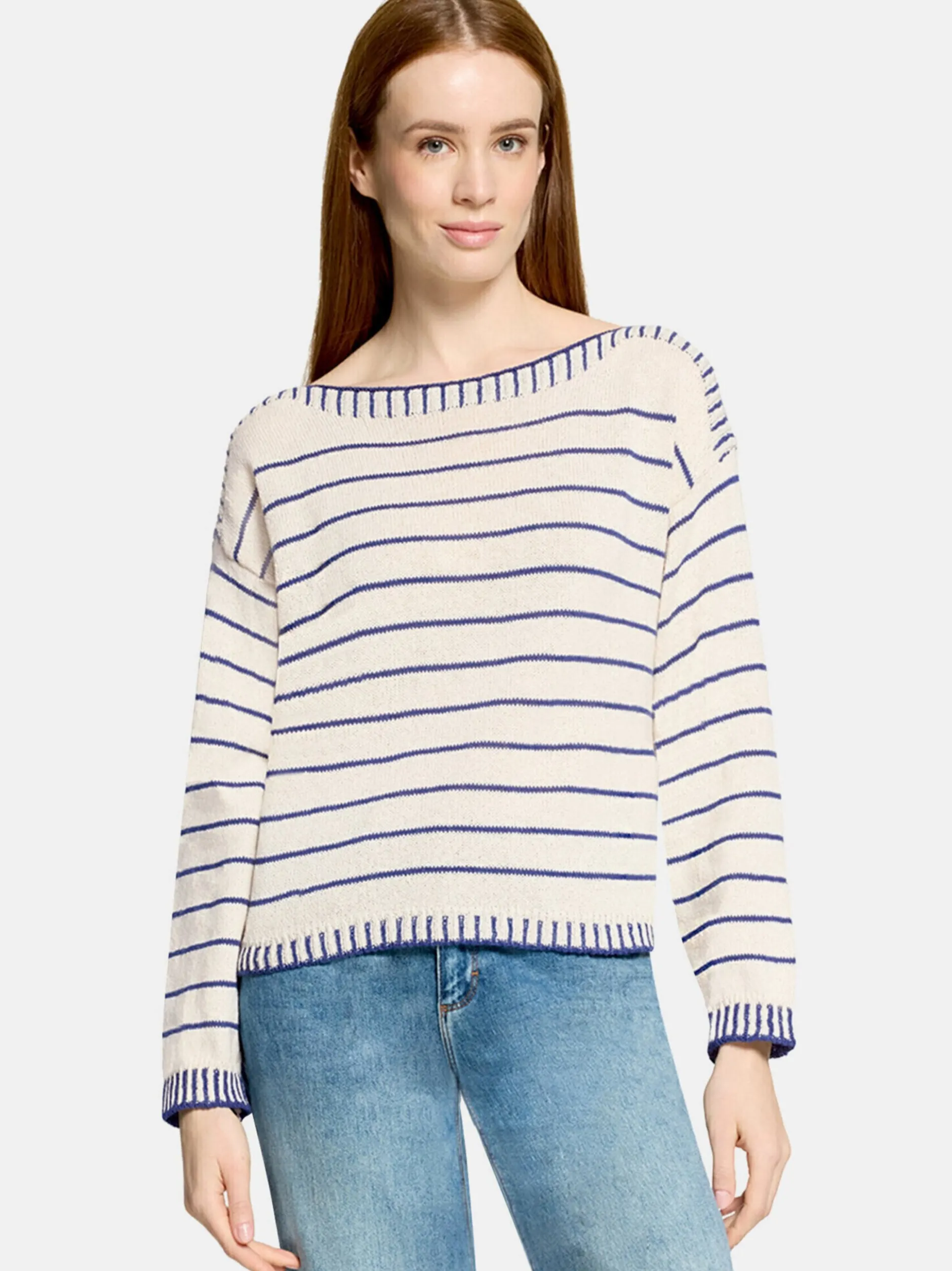 Cartoon Damen Strickpullover in blau mehrfarbig